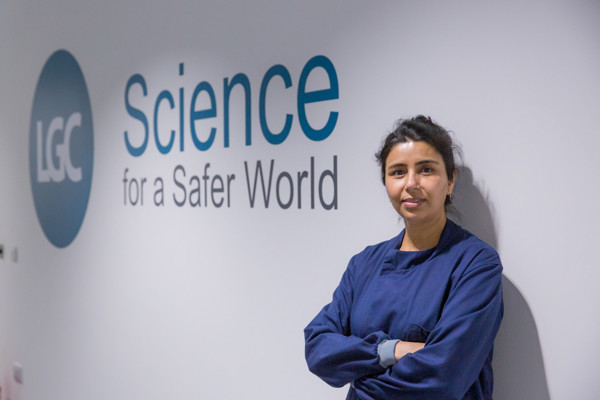 Female scientist in LGC building